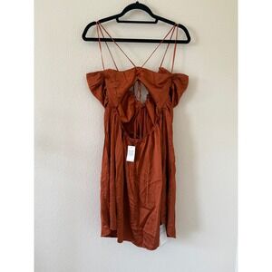 NWT Abercrombie & Fitch Drama Ruched Orange Mini Dress Size Extra large Ethereal